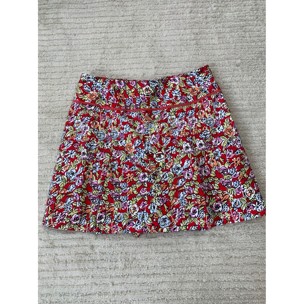 Harold's Floral Skort Side Zip Cotton Spandex Casual Pleated Skirt Shorts Size 6